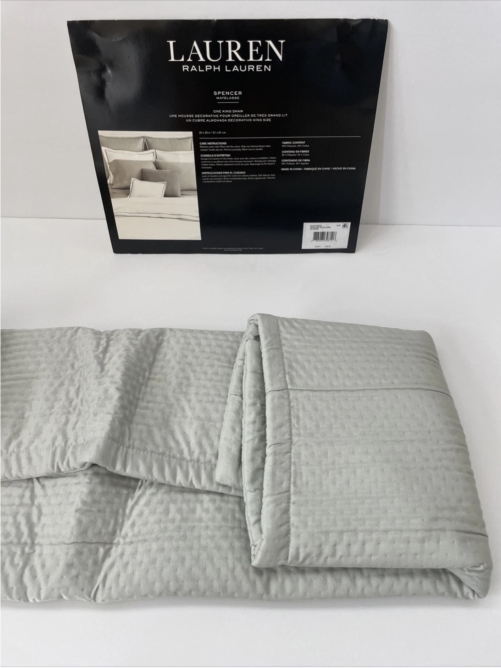 Lauren Ralph Lauren King Sham Sage Spencer Matelasse Textured NEW - Picture 6 of 7